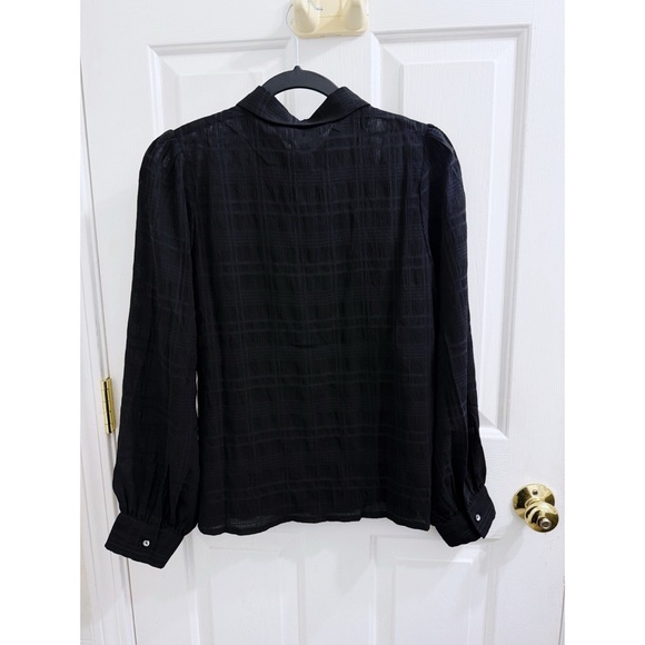 Disturbia Recluse Check Chiffon Button Up Shirt in Black - Picture 7 of 7